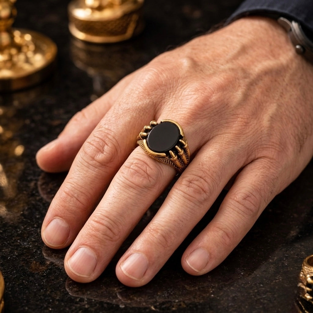 Gold Onyx Signet Ring