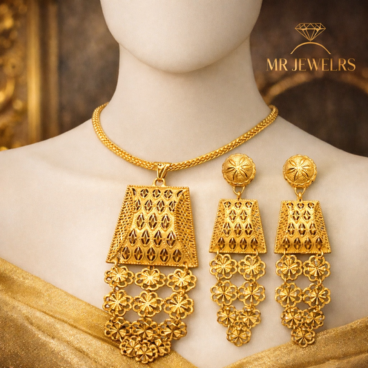 Royal Floral Gold Pendant Set