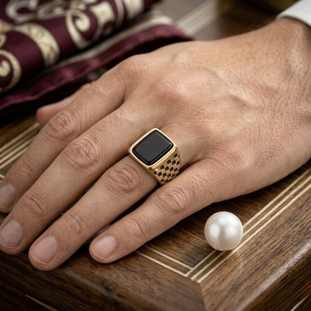 Checkered Signet Ring