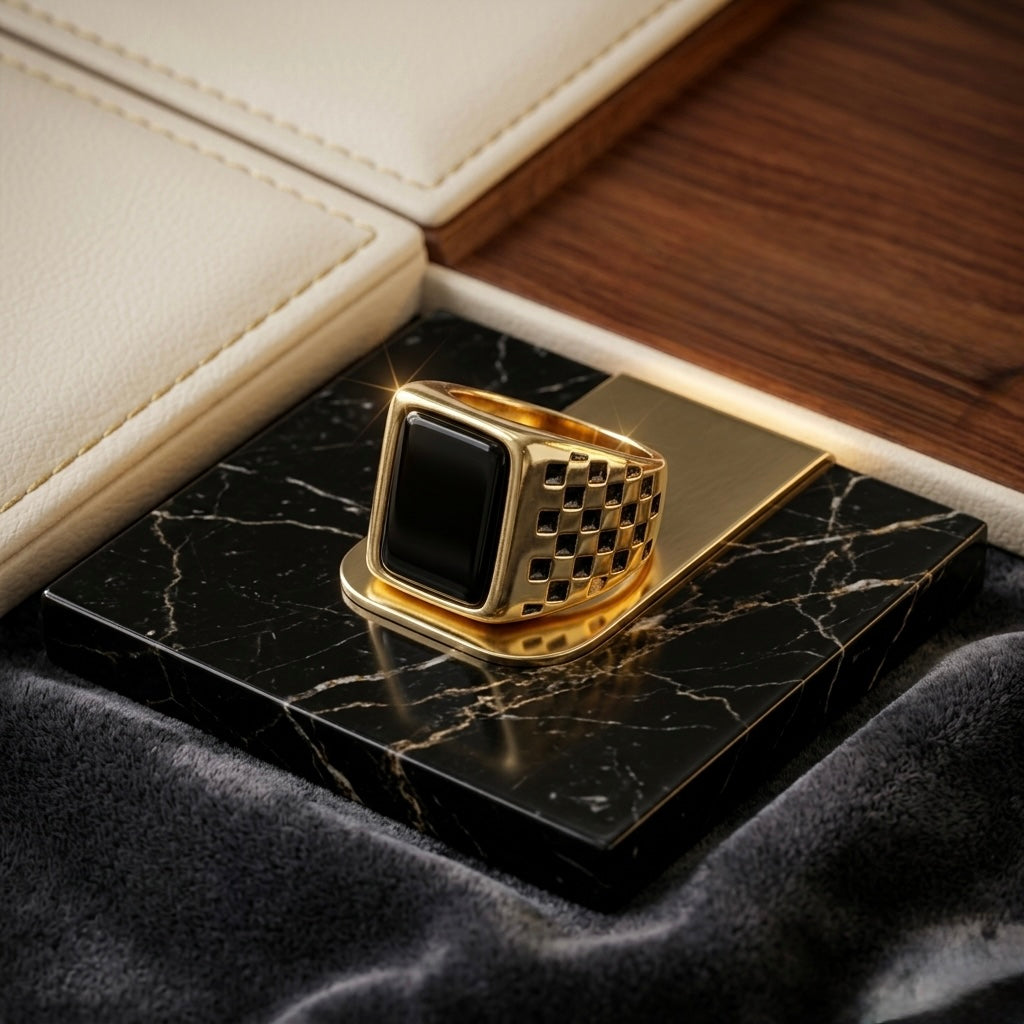 Checkered Signet Ring