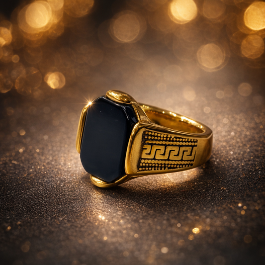 Luxury Black Stone Gold Ring