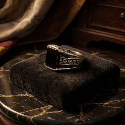 Greek Men,s Black Ring