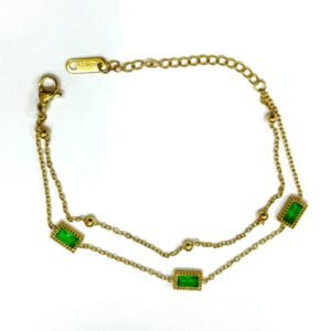 exquisite stainless steel emerald chain bracelet for girls and womens 💎