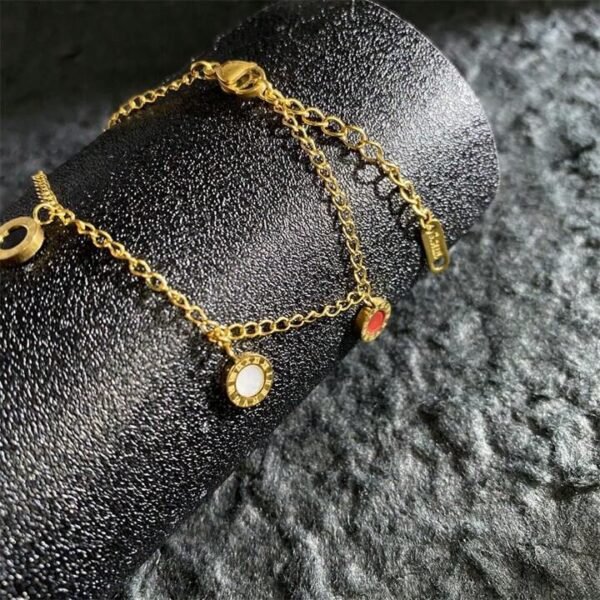 beautiful stainless steel golden charm bracelet roman multicolor brand inspired love bracelet for girls/ women best for gift