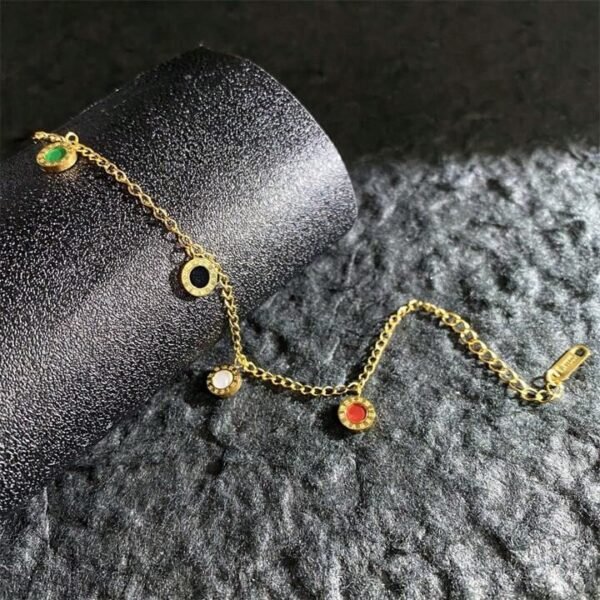 beautiful stainless steel golden charm bracelet roman multicolor brand inspired love bracelet for girls/ women best for gift