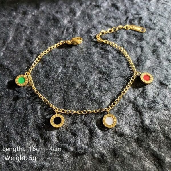 beautiful stainless steel golden charm bracelet roman multicolor brand inspired love bracelet for girls/ women best for gift