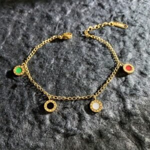 beautiful stainless steel golden charm bracelet roman multicolor brand inspired love bracelet for girls/ women best for gift