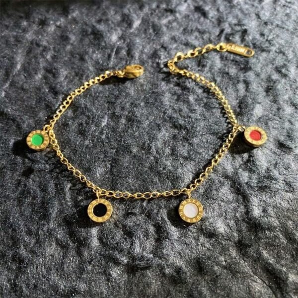 beautiful stainless steel golden charm bracelet roman multicolor brand inspired love bracelet for girls/ women best for gift