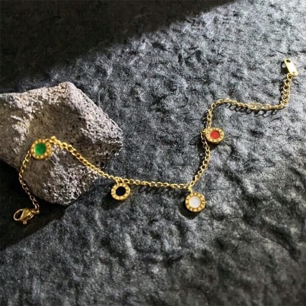 beautiful stainless steel golden charm bracelet roman multicolor brand inspired love bracelet for girls/ women best for gift