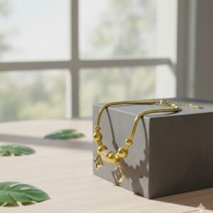 24k gold chain black clovie bracelet